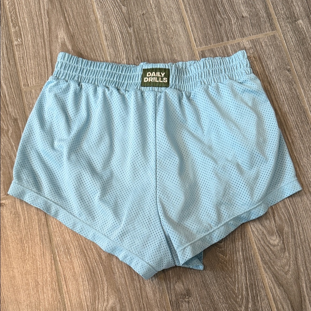 Daily Drills Light Blue Mesh Workout lined Shorts XS S